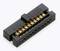 A rectangular connector with gold-plated contacts and a black housing, suitable for electronically connecting devices.