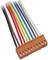 A cable harness with various colour-coded insulated wires in an orange connector, suitable for electronic applications.