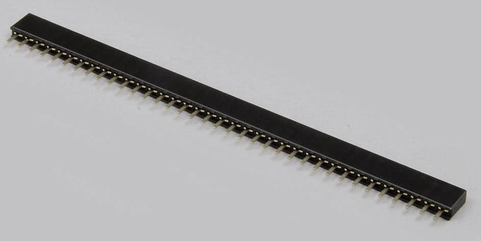 Long black connector with 40 pins, typical for electronic circuit boards.