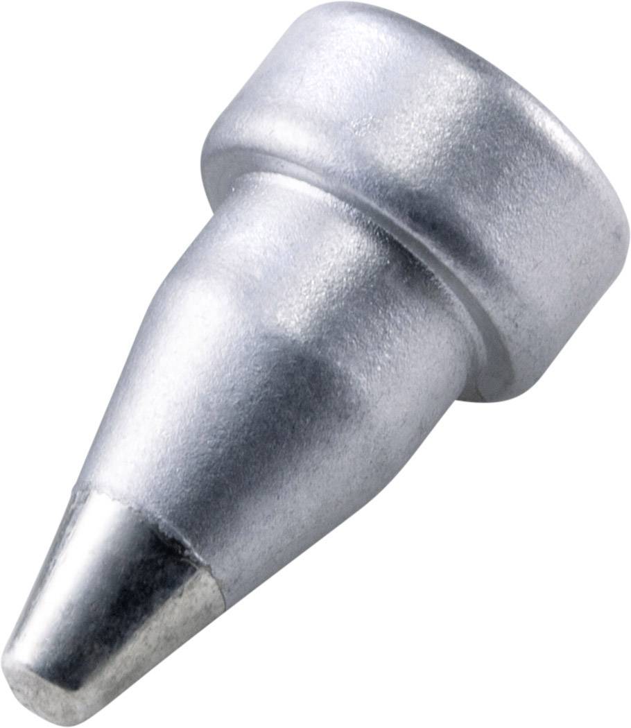 Metallic soldering tip with conical shape, suitable for precise electronic work.