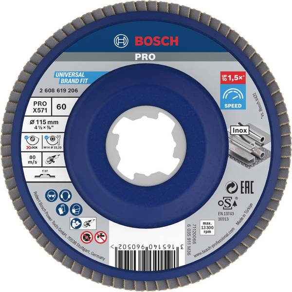 Bosch Accessories 2608619206 Flap disc Diameter 115 mm Grit size=60 1 pc(s)