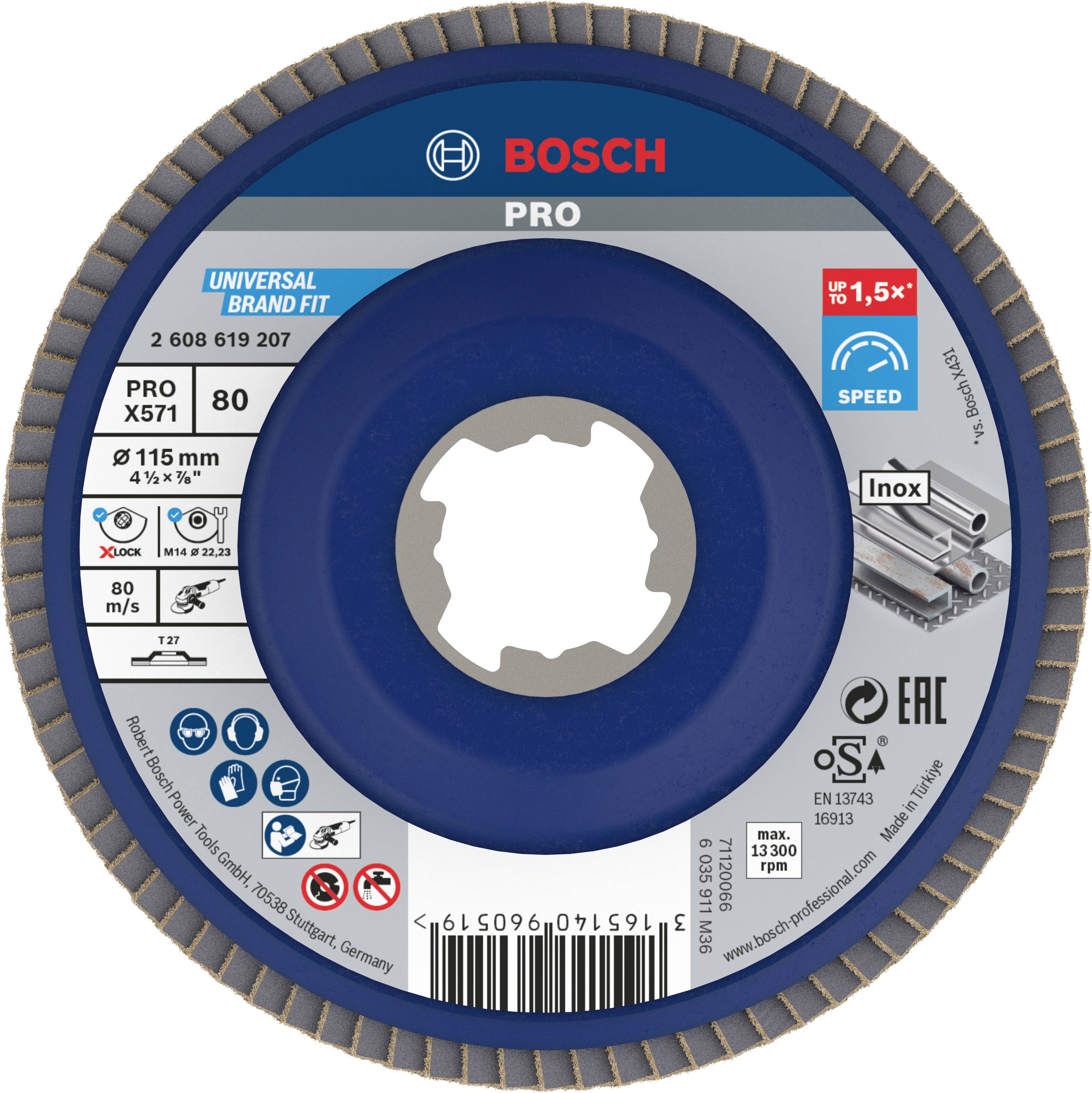 Bosch Accessories 2608619207 Flap disc Diameter 115 mm Bore diameter 22.23 mm 1 pc(s)