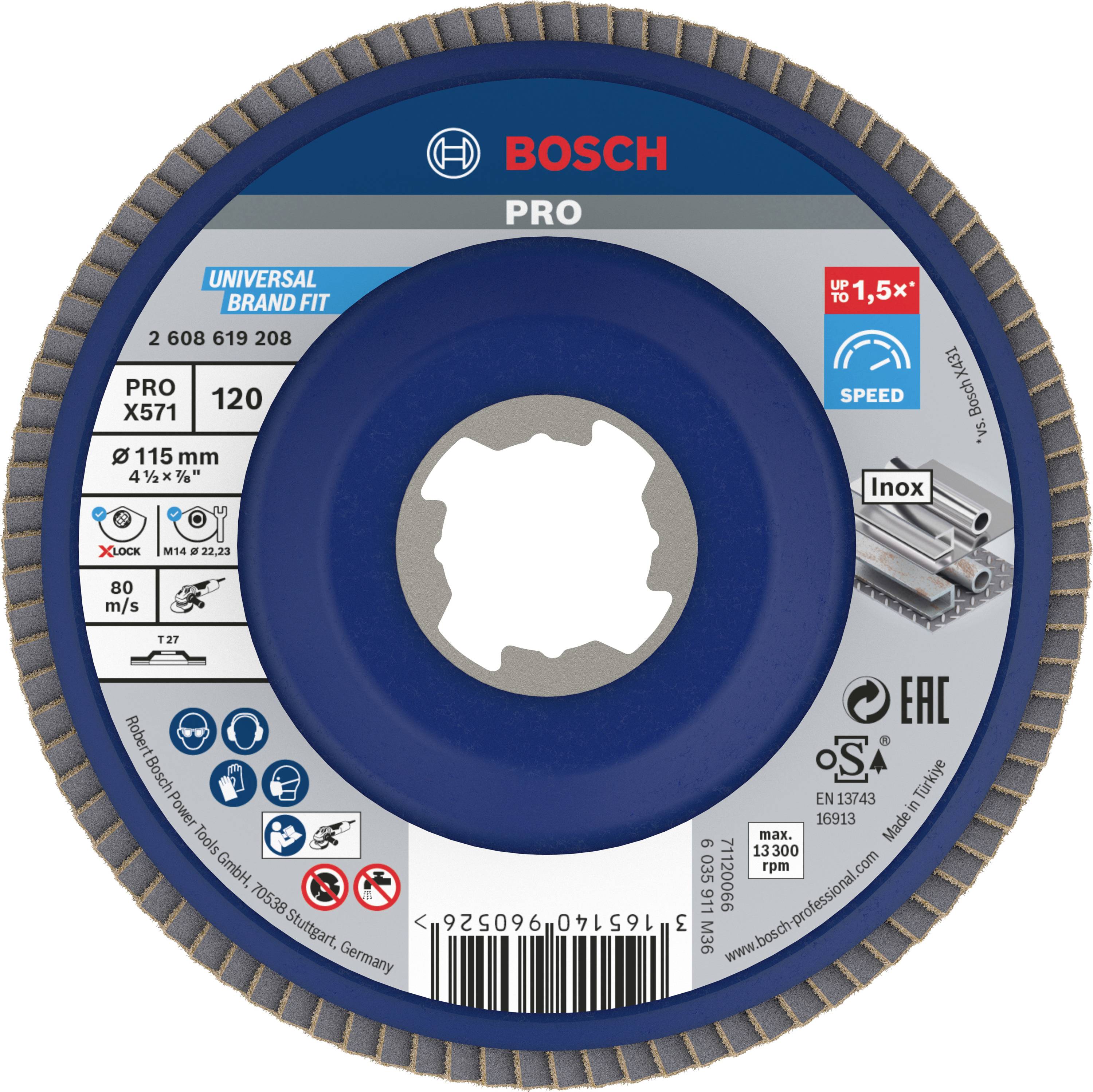 Bosch Accessories 2608619208 Flap disc Diameter 115 mm Bore diameter 22.23 mm 1 pc(s)