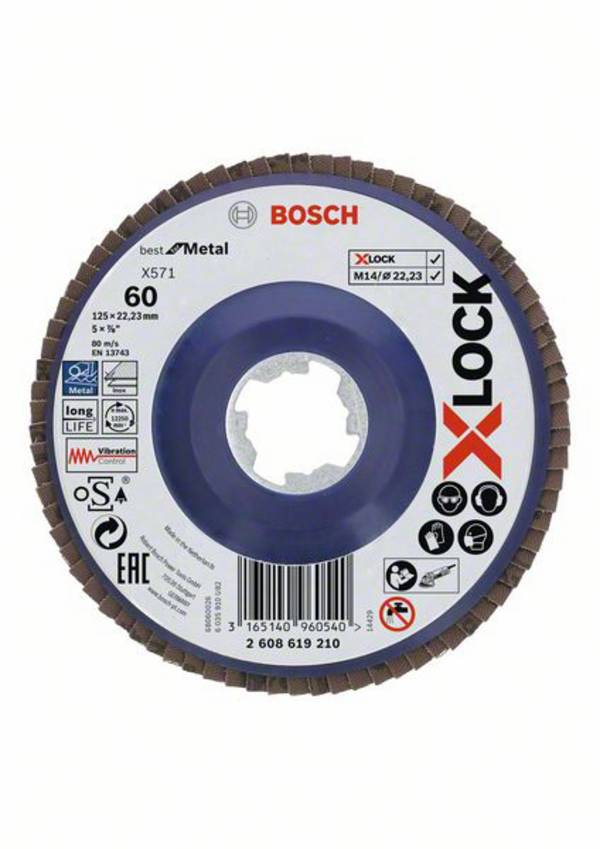 Bosch Accessories 2608619210 Flap disc Diameter 125 mm Grit size=60 1 pc(s)