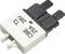 A white and black circuit breaker with the inscription 'CBE 25A 28V'. Suitable for electrical applications.
