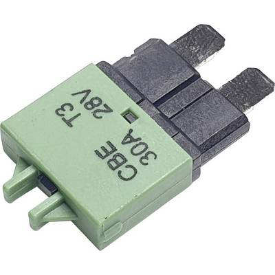 Green CB3 circuit breaker with the marking '30A 28V CBE T3'.