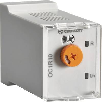 A grey electronic device with an orange rotary knob, labelled 'OC1R10', with the manufacturer's logo on the front.