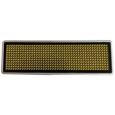 A rectangular LED display consisting of many yellow lights. It is unlit and displaying no specific message.