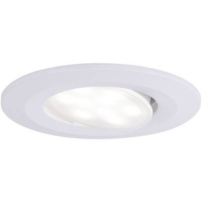 Recessed light fitting with a circular white frame and multiple illuminating LEDs. Suitable for contemporary interior lighting.