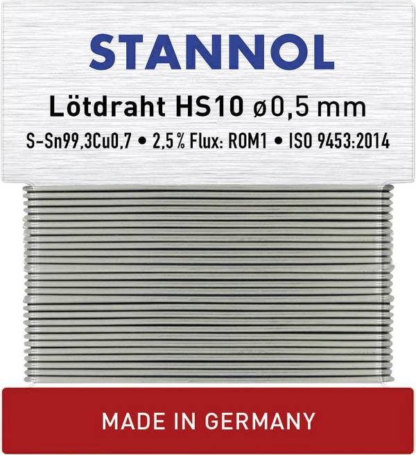 Stannol HS10 Solder, lead-free Lead-free Sn99,3Cu0,7 ROM1 10 g 0.5 mm