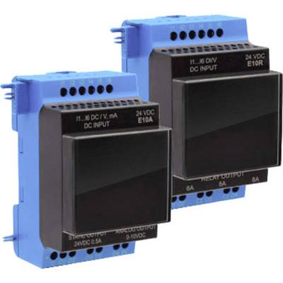 Two blue and black electrical modules with labels 'DC Input' and 'Ready Output', mounted for circuit control.
