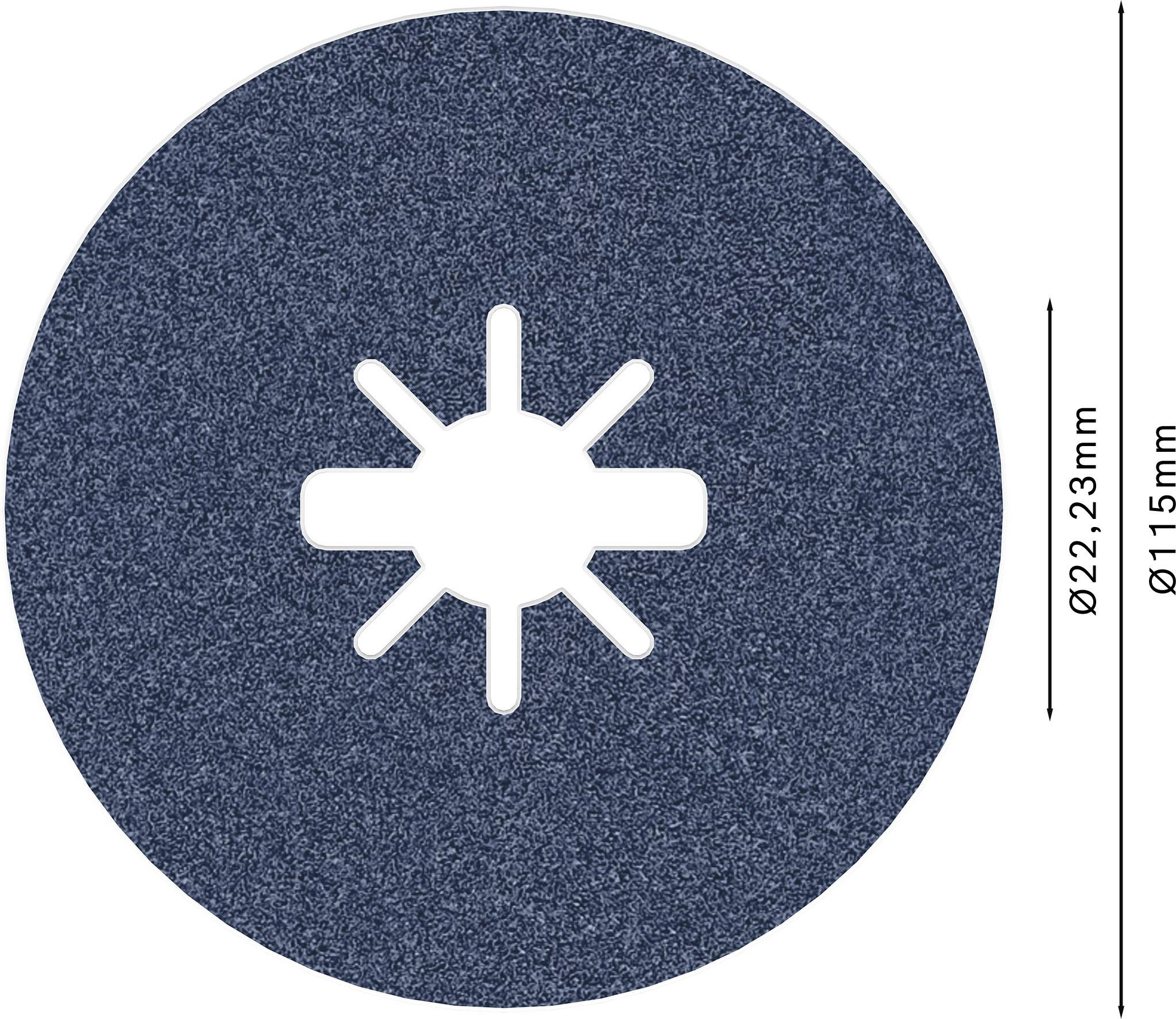 A round grinding disc with a diameter of 115 mm and an inner opening of 22.23 mm.