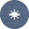 A circular symbol with a central white star and a horizontal bar on a blue, textured background.