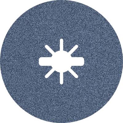 A blue grinding disc with a star-shaped pattern in the centre.