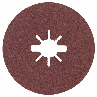 'Brown, round grinding disc with a star-shaped, white punched pattern in the centre.'