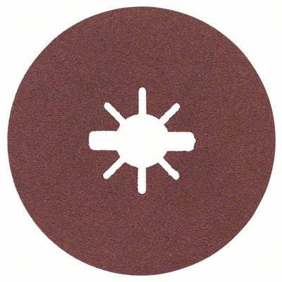 A round, brown piece of sandpaper with a white, star-shaped cut-out in the centre.