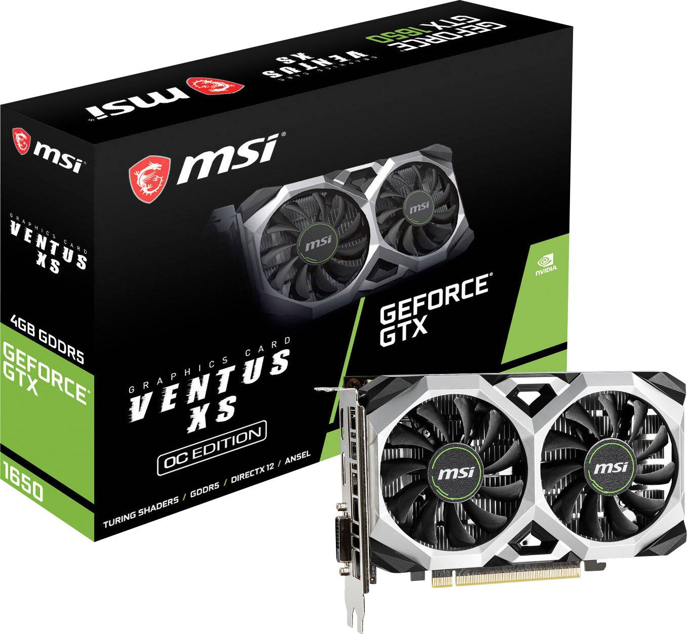 MSI Gaming GPU Nvidia GeForce GTX1650 Ventus XS 4 GB GDDR5 RAM PCIe x16 HDMI™, DisplayPort, DVI