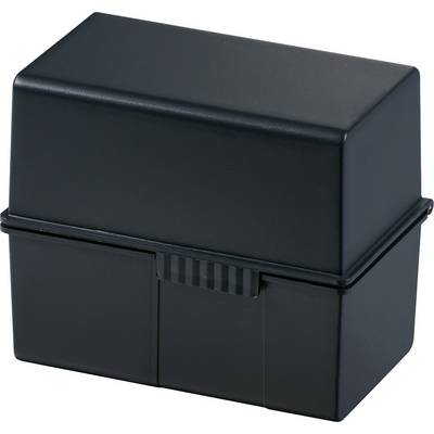 Rectangular black plastic container with a removable lid, typically used for storing or protecting small items.