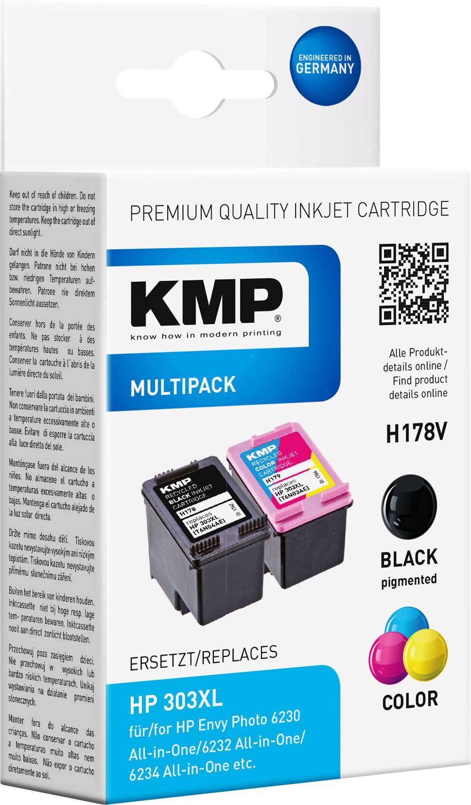 KMP Ink set replaced HP 303XL Compatible Black, Cyan, Magenta, Yellow H178V  1763,4005 | Conrad.com