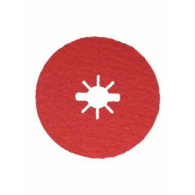 A red grinding disc with a star-shaped hole in the centre on a white background.