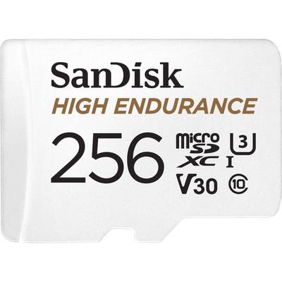 SanDisk High Endurance Monitoring miniSDXC card  256 GB Class 10, UHS-I, UHS-Class 3, v30 Video Speed Class incl. SD ada