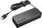 Black Lenovo charger with cable and rectangular connector.