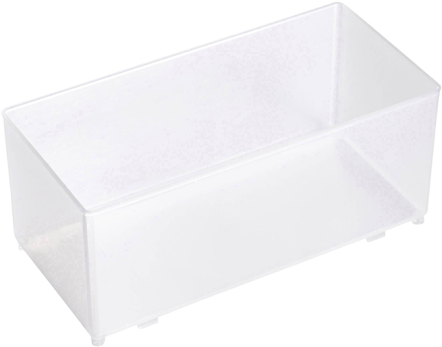 Transparent plastic container with a rectangular shape, perfect for organising items in households or offices.