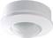 Round white ceiling motion sensor, dome-shaped lens sensor for detecting movements and automatically controlling lighting.