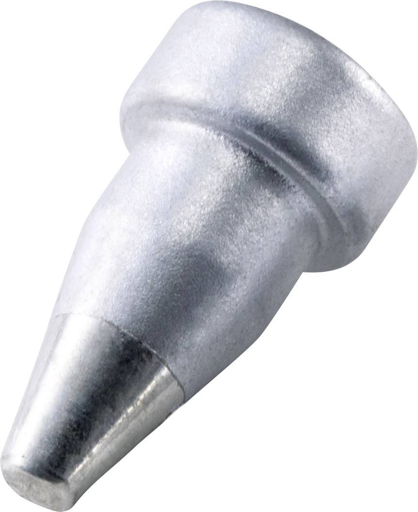 A silver metal attachment with a conical tip, frequently used as a soldering iron tip.