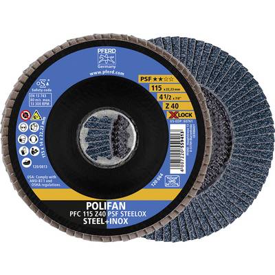 Title: Polifan PFC 115 Z40 PSF Steelex Inox. Type: Grinding Disc. Diameter: 115 mm. X-LOCK Attachment. Suitable for Steel and Stainless Steel.