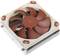 A square CPU cooler with a brown fan and a silver heatsink.