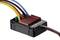 An electronic speed controller with coloured cables, red heat sinks and the inscription 'QUICRUN' on the top surface.