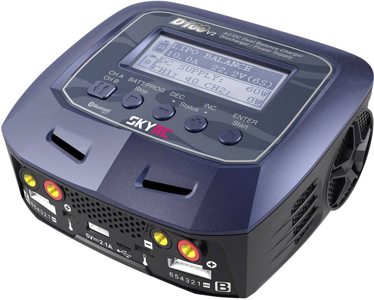 SKYRC D100 V2 Scale model multifunction charger 10 A LiPolymer, LiFePO, Li-ion, LiHV, NiMH, NiCd, Lead-acid