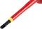 A red screwdriver with an insulated handle and black tip, suitable for electrical work.
