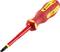 A red and yellow screwdriver with an insulated handle, suitable for work on electrical devices.