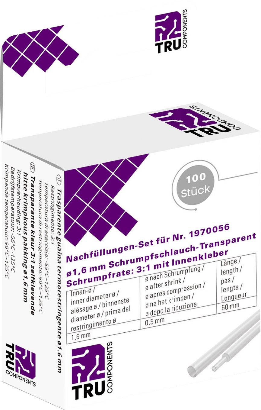 TRU COMPONENTS T1902CA003A Heatshrink + adhesive Transparent 1.60 mm 0.50 mm Shrinkage:3:1 100 pc(s)-0