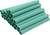 Several green PVC pipes are stacked neatly, suitable for plumbing installations or construction projects.