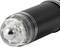 A black pen with a translucent cap and silver tip is lying on a surface. The pen has a modern design.