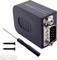 Adapter with serial DB9 plug, two screws, screwdriver and screw cover for mounting on a surface.