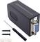 A rectangular adapter with a VGA connection, next to a small screwdriver, two screws and a white plastic mounting bracket.