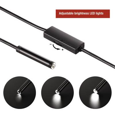 Wired LED lights with adjustable brightness. Displays light intensity in three levels, from dim to bright, with a switch for customisation.