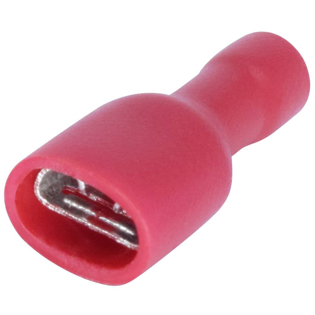 A single red isolated cable lug with metal contact, often used for electrical connections.