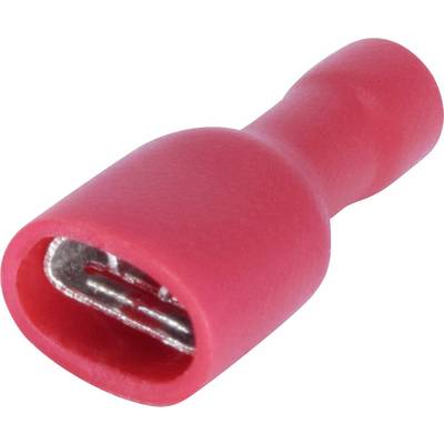 A red isolated connector, suitable for electrical wiring, shows the metal contact surface.