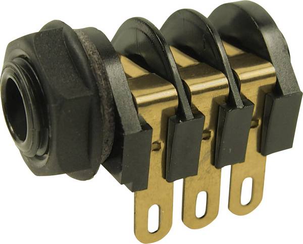 Cliff CL12207 6.35 mm audio jack Socket, horizontal mount Number of pins: 3 Stereo 1 pc(s)