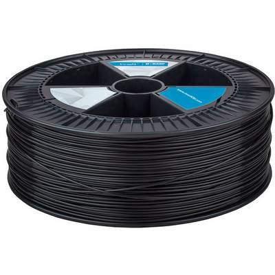 Black spool with black filament for 3D printer.