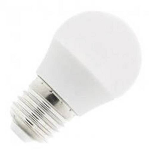 A white LED light bulb with a metallic screw thread, slightly angled on a white background.