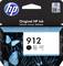 'HP 912 printer cartridge, black ink, packaging displays blue butterflies on a dark background.'