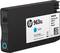Black ink cartridge 'HP 963XL Cyan' with blue dot, manufactured in Malaysia, warranty expires 10/2020.