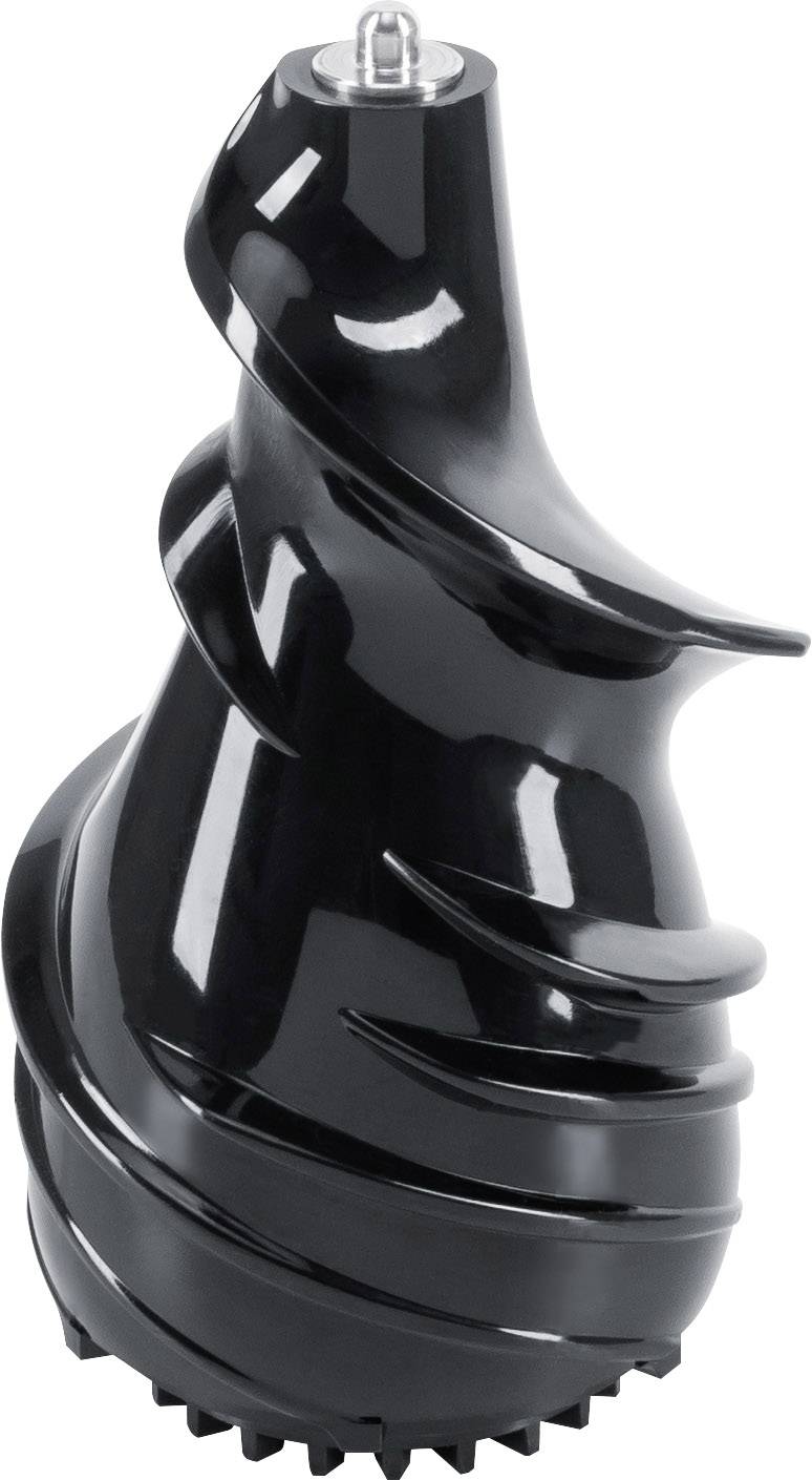 A black spiral mixing attachment with a glossy surface, designed for stand mixers. Suitable for mixing and kneading.