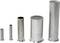 Five differently sized, cylindrical metal sleeves stand in a row from small to large on a white surface.